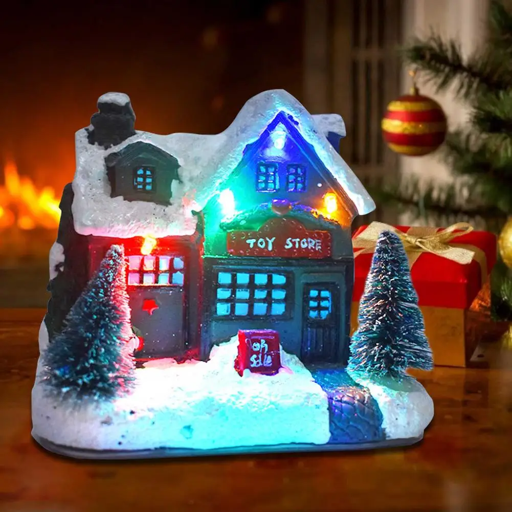 Christmas Decorations Led Light Snow House Christmas Scene Landscape Village Snow House Ornament Navidad 2024 New Year