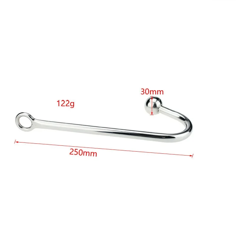 130g Stainless steel anal hook with beads hole metal butt plug anus fart putty slave Prostate Massager BDSM sex toy for men