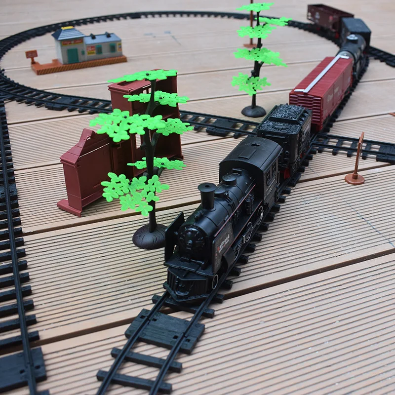 Children's Simulation Iectric Trains High-Speed Rail Track Vehicle Retro Classic Electric Train  Set Model Toy Kids Boy