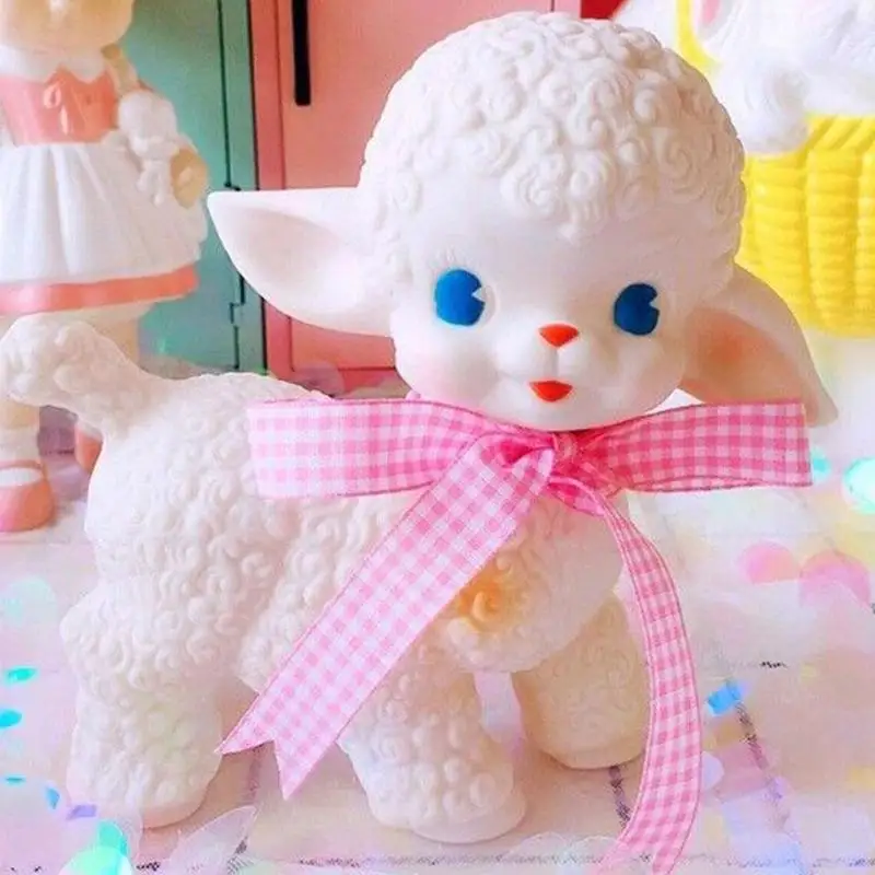 Retro klassische Gummi Schaf Puppe süße Mädchen Schatz Stimme Tier Geschenk Modell Lamm statische Schreibtisch Zimmer Wohnaccessoires Ornamente – Detail 12