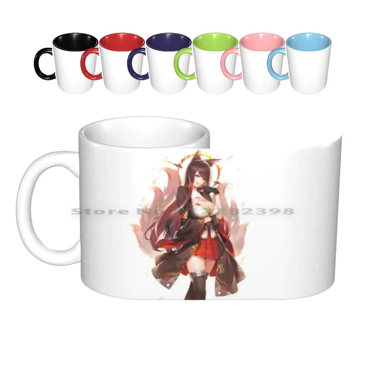 Azur Lane-Akagi Ceramic Mugs Coffee Cups Milk Tea Mug Azur Lane Akagi Big Tits Boobs Oppai Cleavage Thigh Highs Stockings