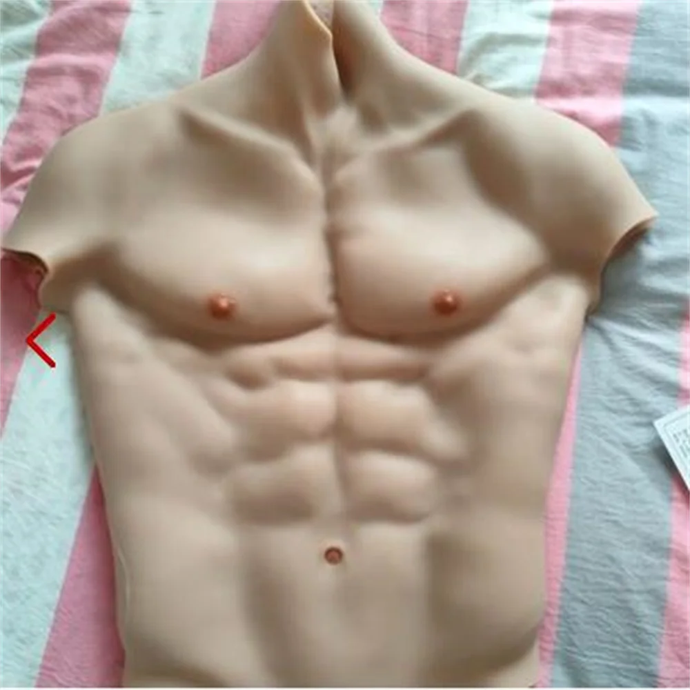 4Style Silicone Mannequin for Male, Body Muscle, Fake Abdominal Cloth, Coat Props, Cosplay Animation, Pectoral,L Size, D521