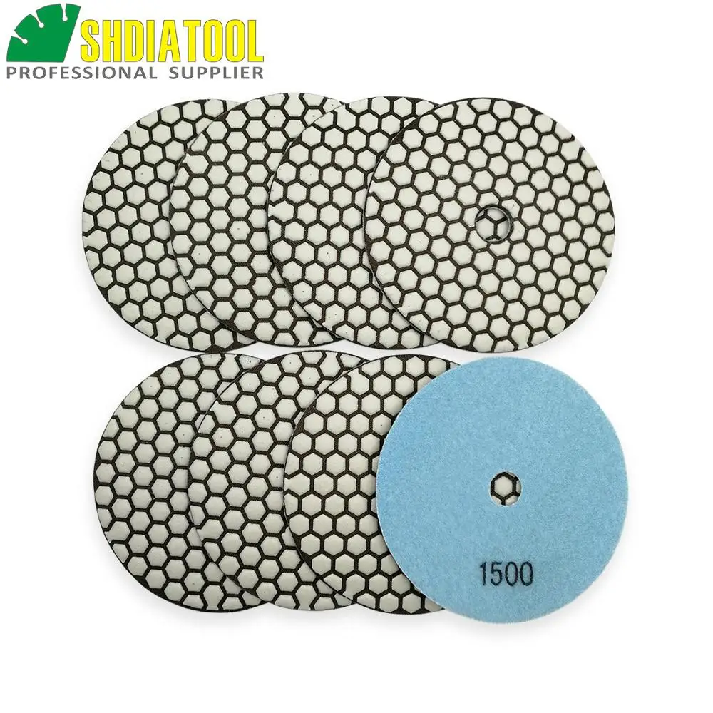 

SHDIATOOL 8pcs Diam125mm #1500 Stone dry sander disk 5"Resin bond diamond flexible polishing pads granite marble Polisher Pads