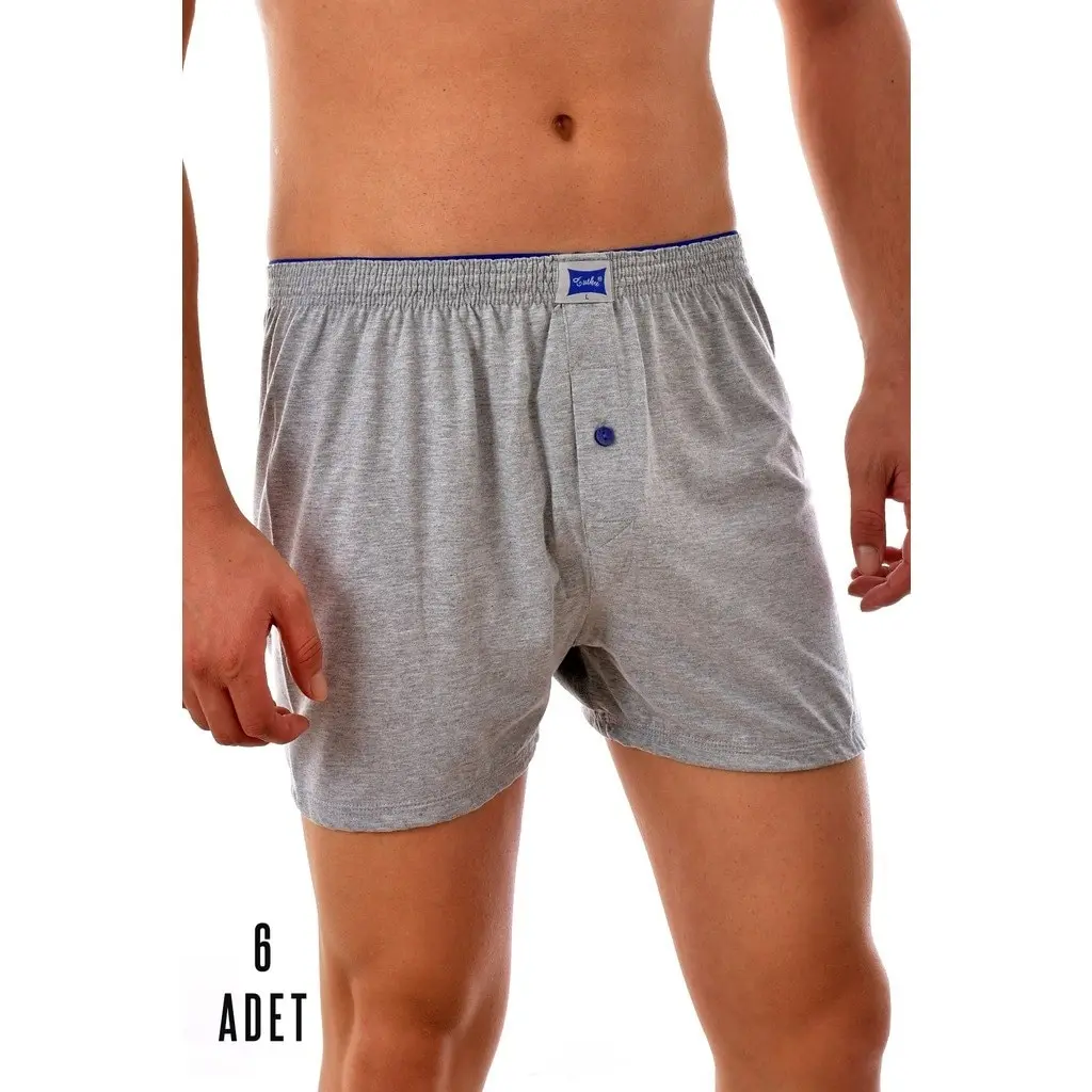 Calzoncillos de algodón con botones para hombre, Boxer de diferentes colores, negro, gris y azul, 1, 2 y 6 piezas