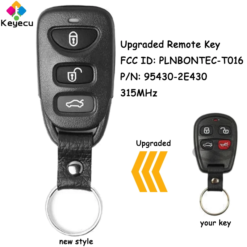 KEYECU Upgraded Remote Car Key With 3+1 4 Buttons 315MHz for Kia Sorento 2004 2005 2006 Fob FCC ID: PLNBONTEC-T016, 95430-2E430