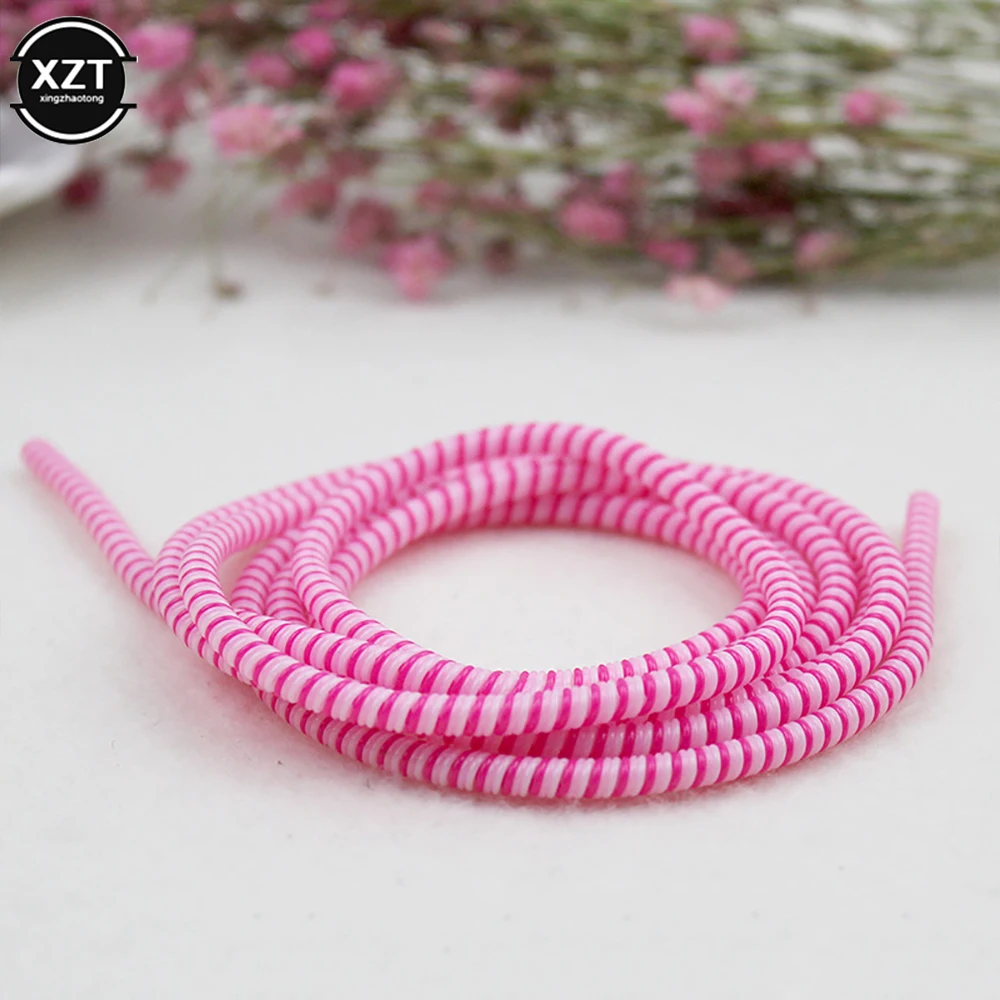 1.4m Color phone Wire Cord Rope Protecto Anti-break spring protection rope for USB Charging Cable earphone Data Bobbin Winder