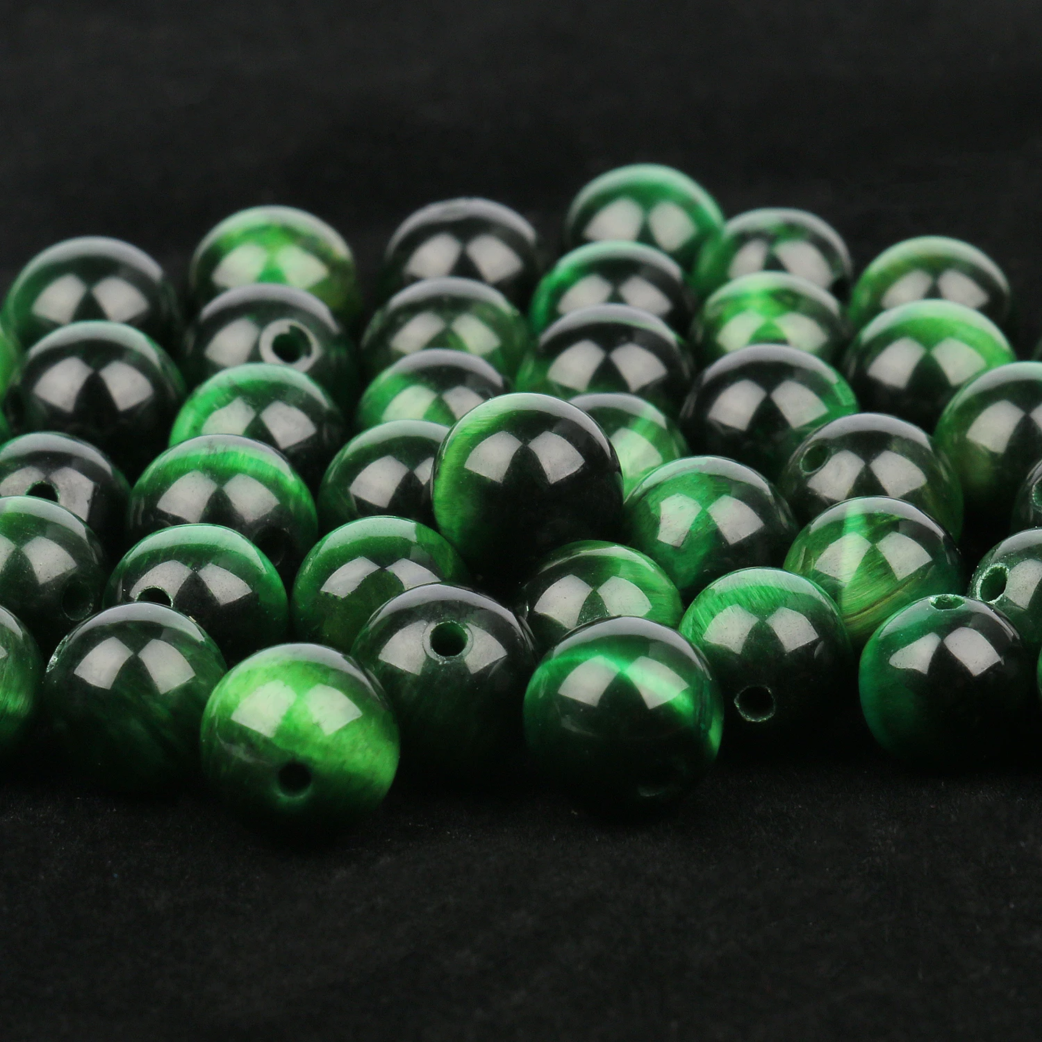 Green Tiger Eye Natural Stone Beads 4mm-12mm Round Loose Spacer Beads for Jewelry Making Bracelet DIY Necklace Accessories 15\