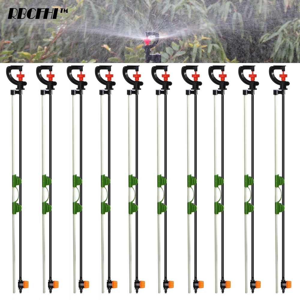 

360/180 Degrees Rotating Sprayer Refraction Mist Nozzles with Stakes Connector Gardens lawn Irrigation for 1/4'' Hose Sprinklers