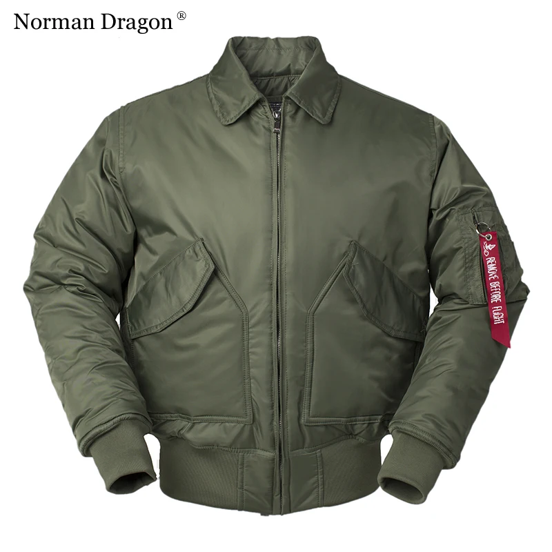 CWU/45P high quality thick nylon mens bomber jacket winter green black padded pilot flight jacket windproof