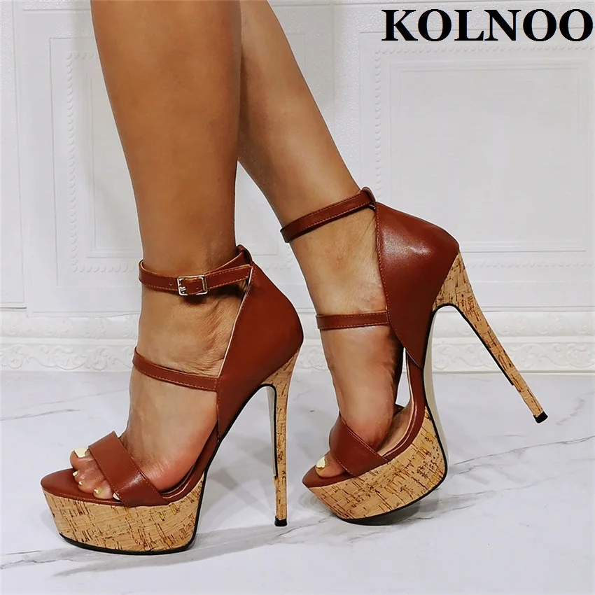 

Kolnoo Real Photos Ladies Stiletto Heeled Sandals Buckle Strap Open-toe Summer Platform Party Shoes Evening Fashion Daily Shoes