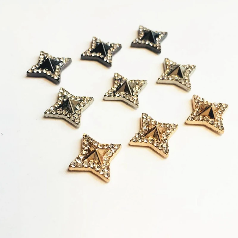 15mm Four Points Star Rhinestone Inlaid Rivet Cap Stud Leather Craft Wallet Belt Bag Shoe Clothes Trims Jewelry Accessories