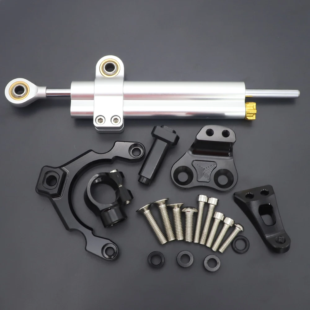 Fiber Carbon Steering Damper Stabilizer Motorcycle For Kawasaki Z900 Z 900 Dampers Mount Bracket Support Kit 2023-2017