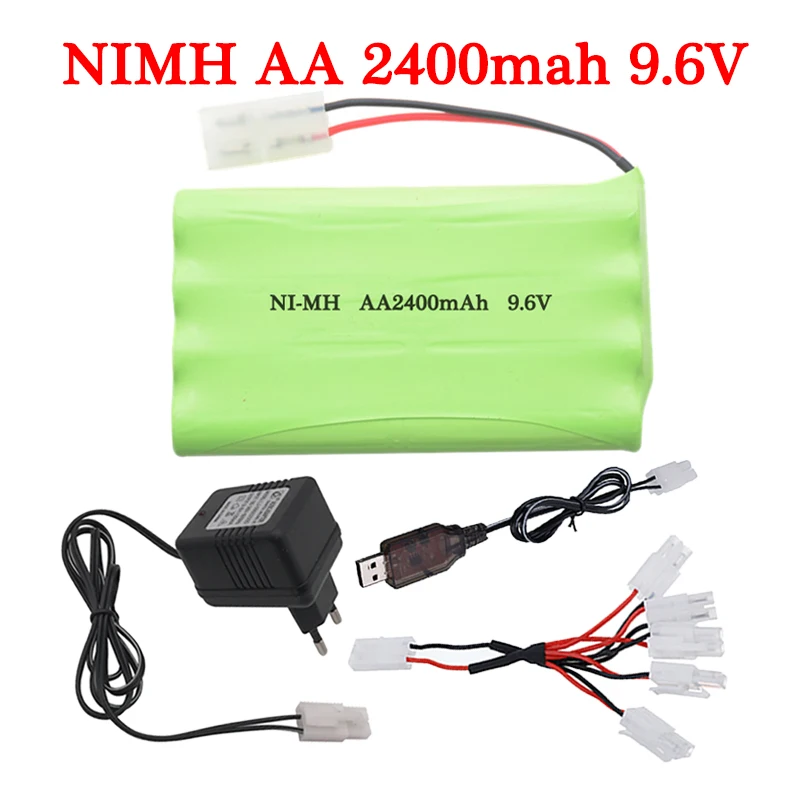 9.6v 2400mAh Ni-MH akumulator + zestaw z ładowarką na zabawki zdalnie sterowane samochody łodzie zbiorniki roboty pistolet AA 9.6v 1800mah NiMH