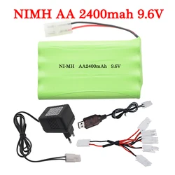 9.6v 2400mAh Ni-MH akumulator + zestaw z ładowarką na zabawki zdalnie sterowane samochody łodzie zbiorniki roboty pistolet AA 9.6v 1800mah NiMH akumulator