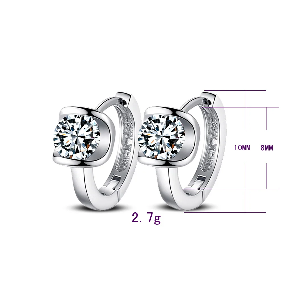 100% 925 Silver Needle Jewelry Buckle Earrings High-grade Zircon Girl Pendientes Plata Brincos Button Earrings For Women
