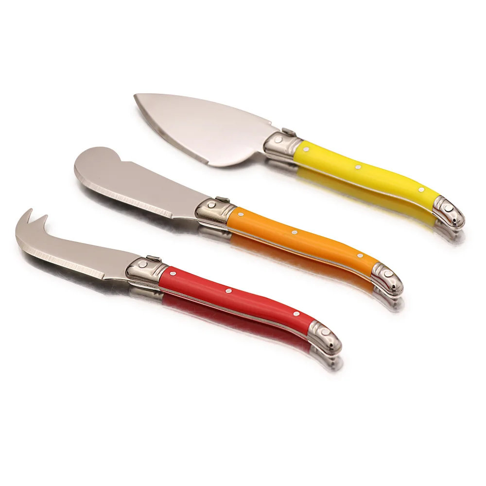 Jaswehome Laguiole Style Set of 3 Stainless Steel Cheese Knife Full Tang Handle Cheese Knives Cutter Slicer Utensils Cutlery Set