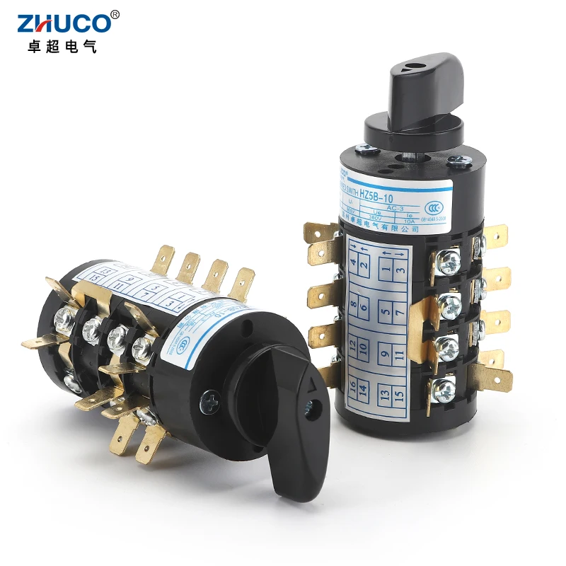 ZHUCO HZ5B-20/4.CCC 4.BBB 20A 660V 4 Phase Sliver Contact Rotary Cam Transfer Combination Switch For Electric Welding Machine