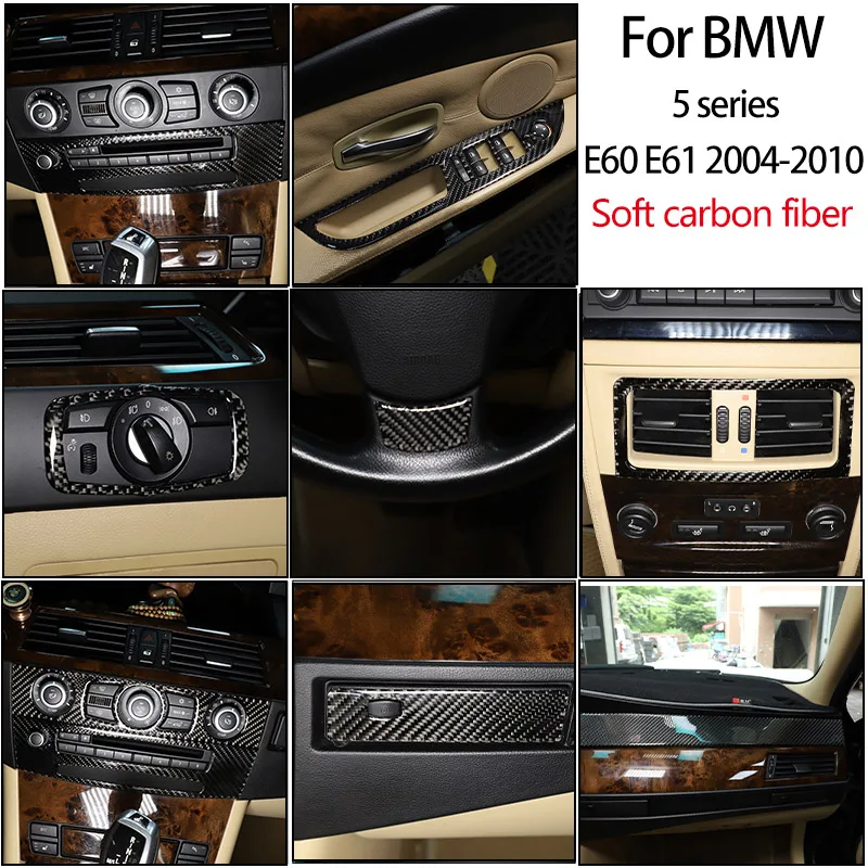 

For BMW 5 Series E60 E61 2004-2010 Carbon Fiber Car Interior Glass Lift Switch Instrument Panel Sticker Car Accessories