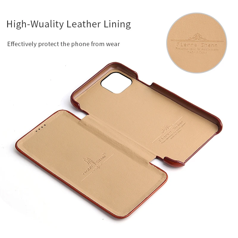 Imagem -04 - Capa de Couro Genuíno Telefone Flip Luxo Anti-scratch Capa para Iphone 15 14 13 12 11 Pro Max x xs Max xr 6s Mais se 2023