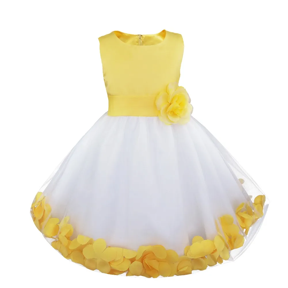 Vestido de novia de pétalos de flores para niñas, Vestido elegante de dama de honor para niños, Vestido de fiesta Formal para niñas