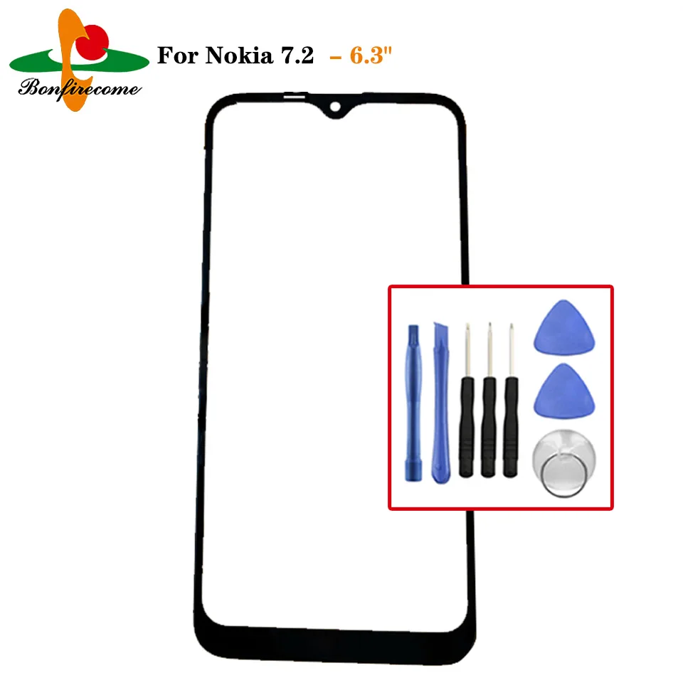 Outer Screen For Nokia 7.2 NK Front Touch Screen Panel LCD Display Outer Glass Cover Lens Repair Replace Parts