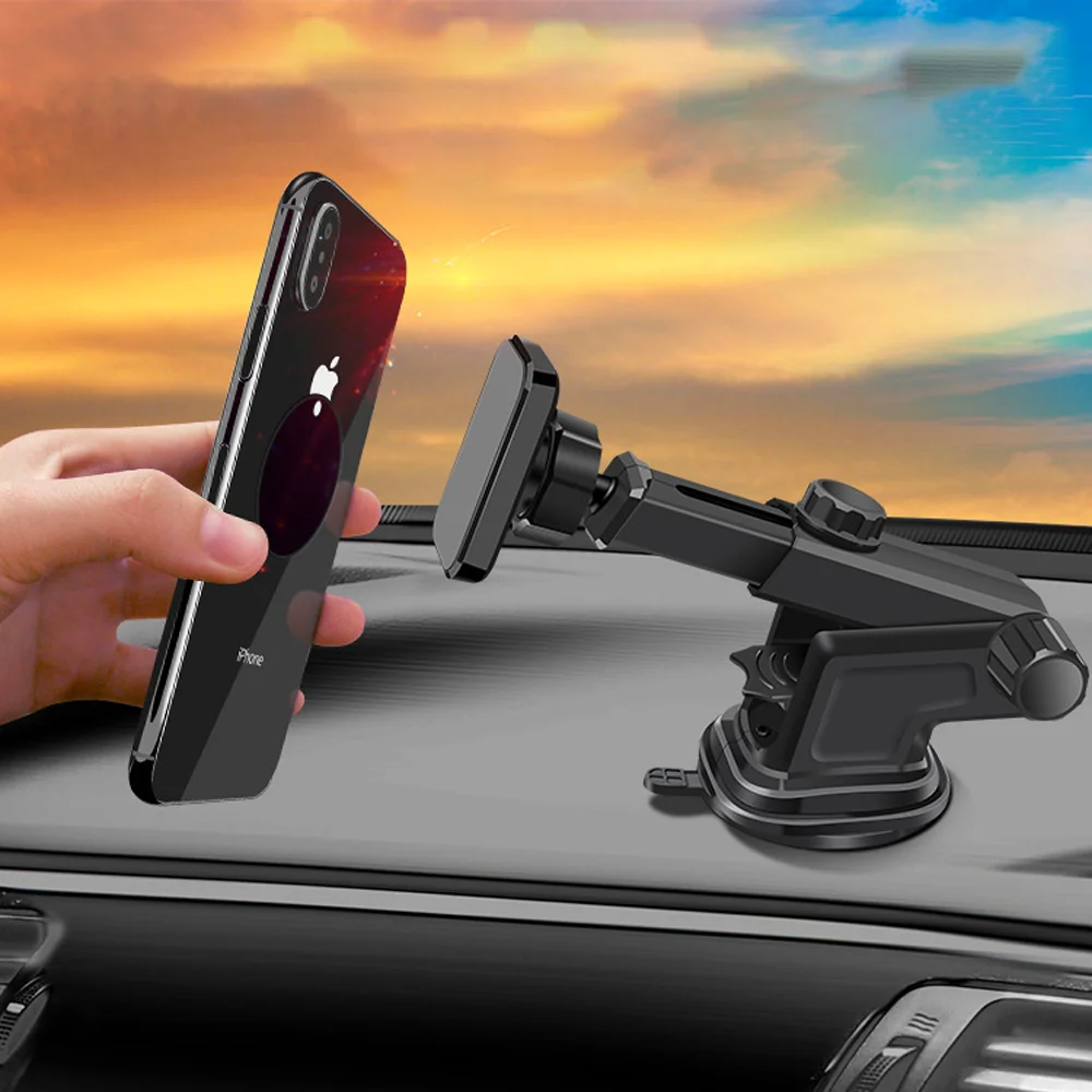 Xnyocn Dash Magnetic Car Windshield Mount Holder Cell Phone Holder Long Arm Stand For Iphone XR 11 Magnet Phone Holder for Mi8