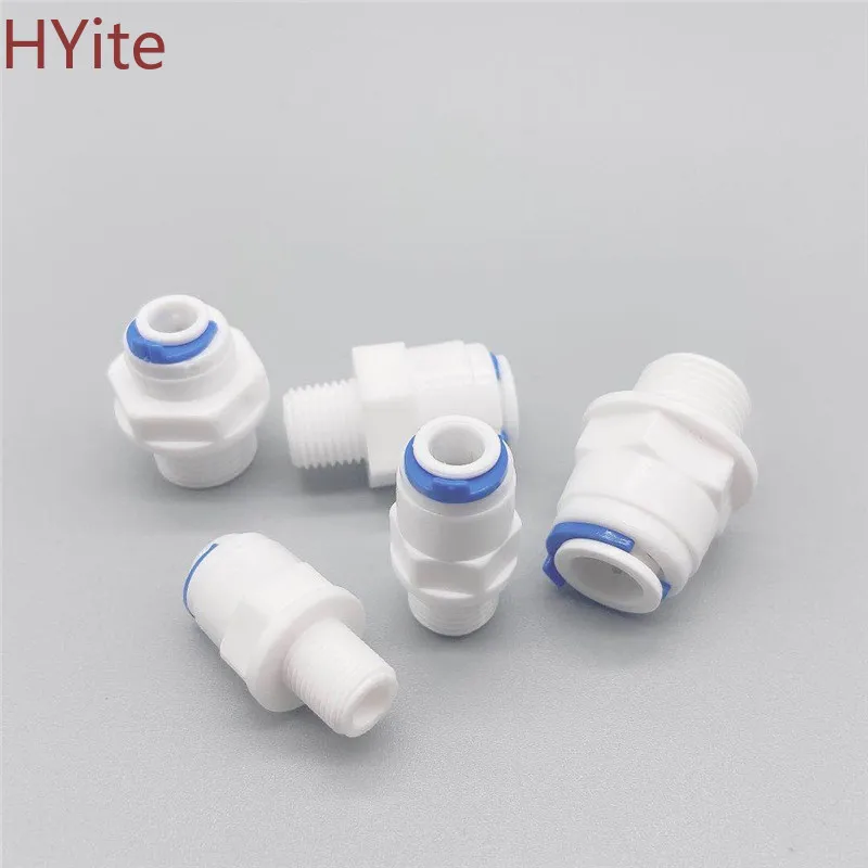 

RO Water Straight Pipe Fitting 1/4 3/8 OD Hose 1/8" 1/4" 1/2" 3/8" BSP Male Thread Plastic Quick Connector System Water Purifies