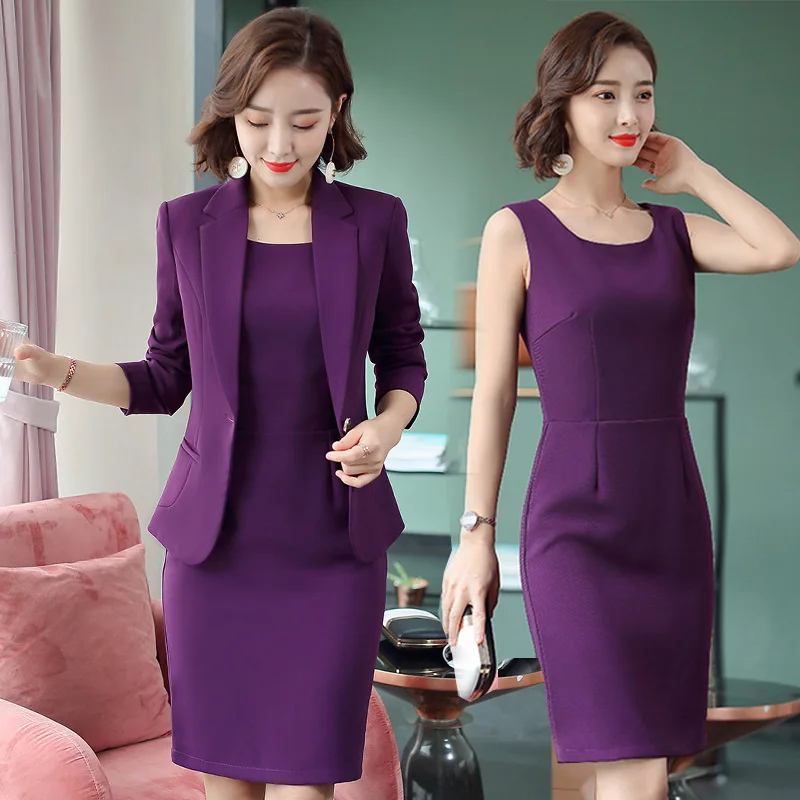 IZICFLY Spring Summer Elegant Style Casual Office Wear For Women Jacket Business Uniforms Blazer Dress Suit Work-1 Piece