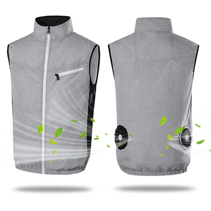 

Men Summer Cooling Vest With Fans Air Conditioning Clothing Women Fan Hiking Vest For Camping Running USB Charging Jacket -40