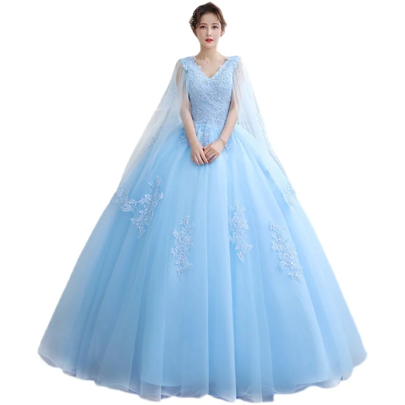 Vestidos Quinceanera платья с накидкой 2024, новое роскошное кружевное вечернее бальное платье с v-образным вырезом для выпускного вечера, винтажное платье De Bal по индивидуальному заказу