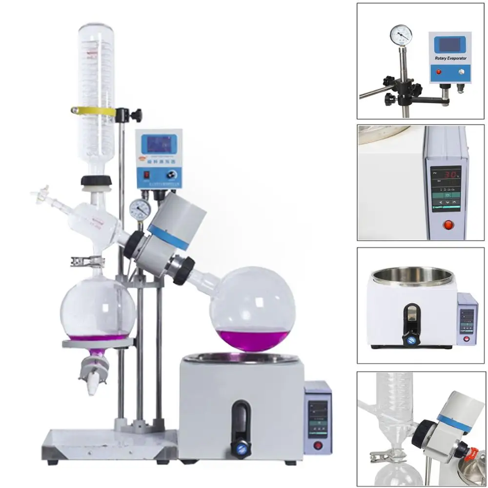 

1L-5L 220V 0-120RPM New Lab Rotary Evaporator Rotavapor Equipment W/Motor Lift, Digital Heating Bath Condenser Full Sets