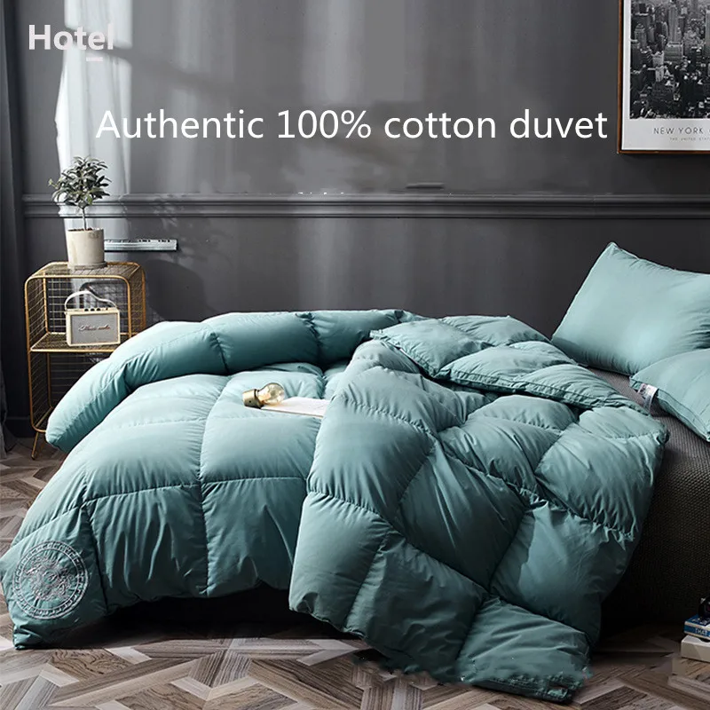 100% cotton brushed authentic white goose down filled duvet thickened warm winter quilt double quilt core winter quilt king