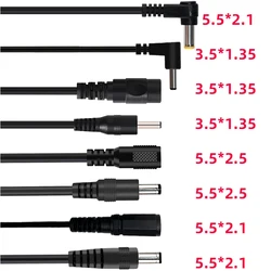 Black 5.5*2.1mm 5.5*2.5mm Female Male DC power cable LCD LED Data Line 4.0*1.7/3.5*1.35mm Monitor Extension Wire Power Cord 25cm