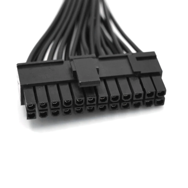 PSU Power Supply 24 Pin Extension Cable Splitter for ATX Motherboard, 24Pin to 24(20+4) Pin 12 inch/ 30cm Black 24BB