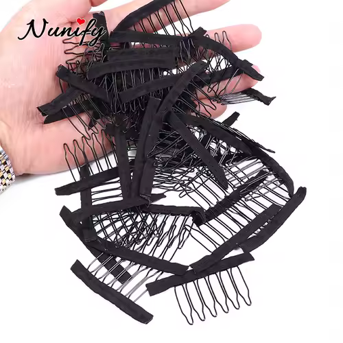 Nunify Wig Comb Clips 4 Teeth Hair Extension Clips Stainless Steel Wig Clips Combs Snap Clips With Rubber For Hair Extension - Image 5