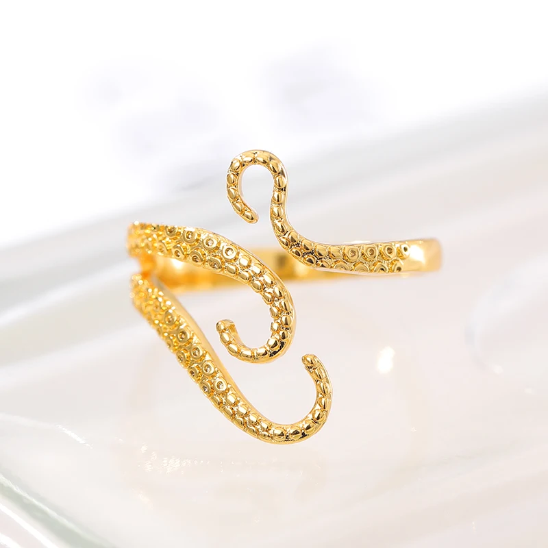 Adjustable Gothic Rings For Women Men Gold Color Sea Squid Octopus Ring Fashion Jewelry Vintage Rock Opened Size Anillos