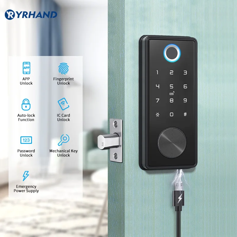 Imagem -05 - Tuya-fechadura Eletrônica de Impressão Digital com Wi-fi Deadbolt Biométrico Smart Home Door Lock