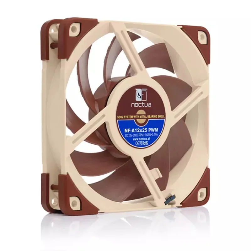 Noctua NF-A12x25 PWM, ventilatore silenzioso Premium con cavo adattatore di alimentazione USB, 4 Pin, versione 5V (120mm, marrone)