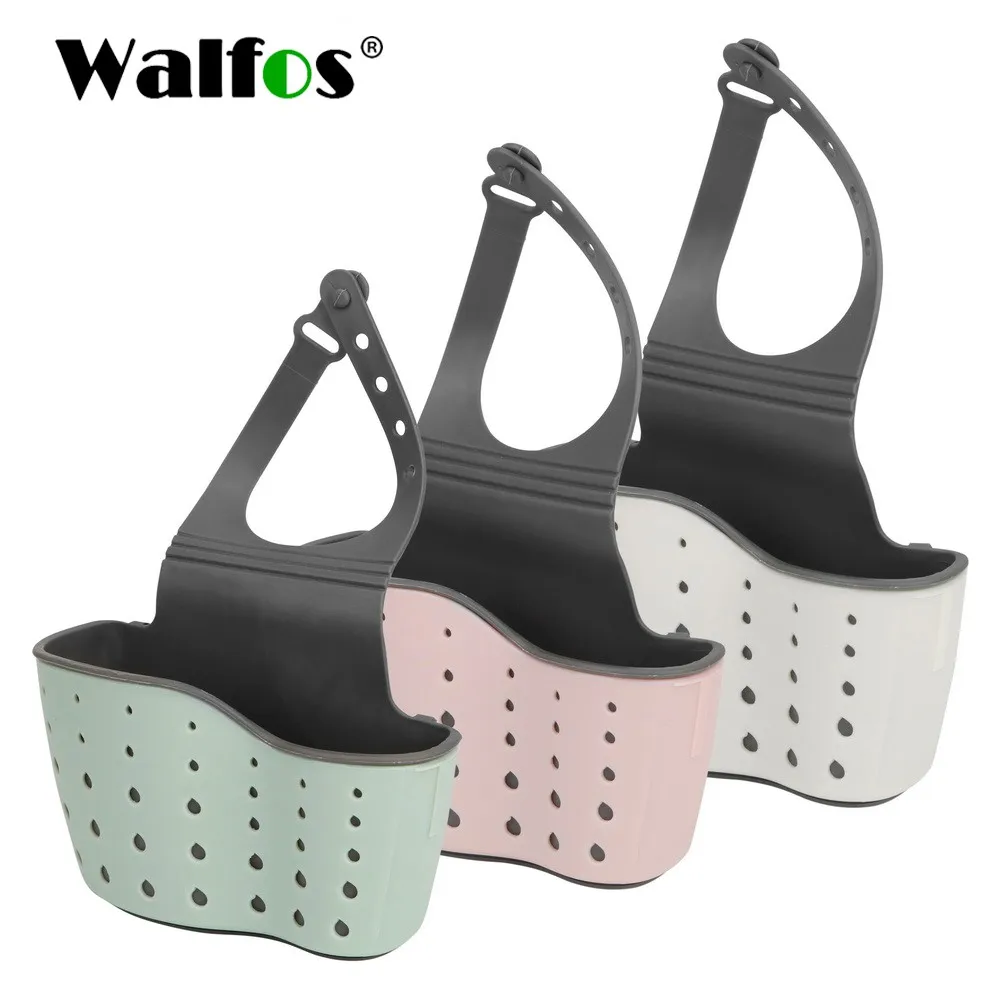 

Walfos Useful Suction Cup Kitchen Sponge Drain Holder PP Rubber Toilet Soap Shelf Organizer Storage Rack Basket Wash Cloth Tools