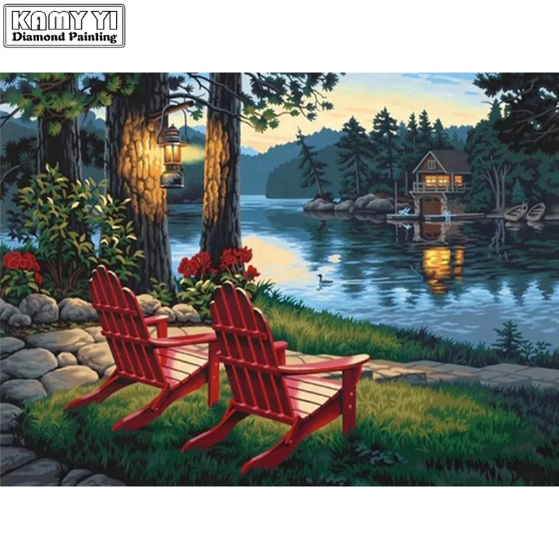 

Full Diamond Painting Scenery Embroidery Rural Cross Stitch 5D Wall Square Rhinestone Mosaic Kits DIY Home Decor Gift