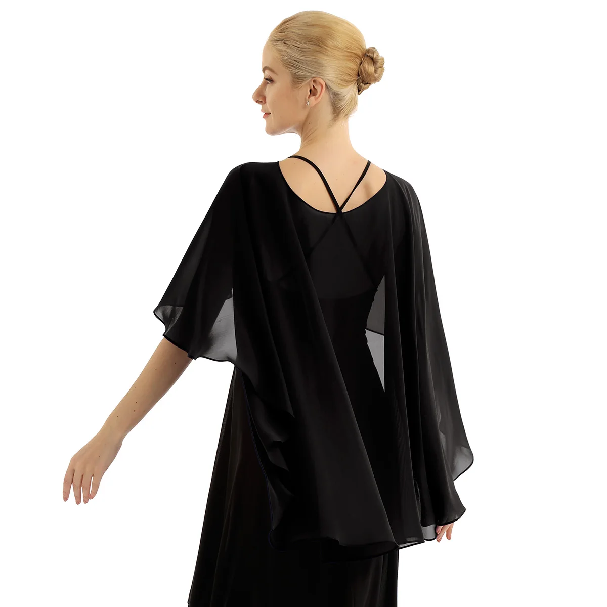 Elegant Women Soft Lightweight Chiffon High Low Shawl Wedding Capes Shrug Bridal Long Shawl and Wraps Ladies Vintage Blouse New