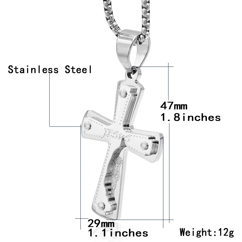 Valentine's Day Gift Men Cross Necklace Stainless Steel Retro Style Crucifix Pendant Chain Jewelry For Women DP514