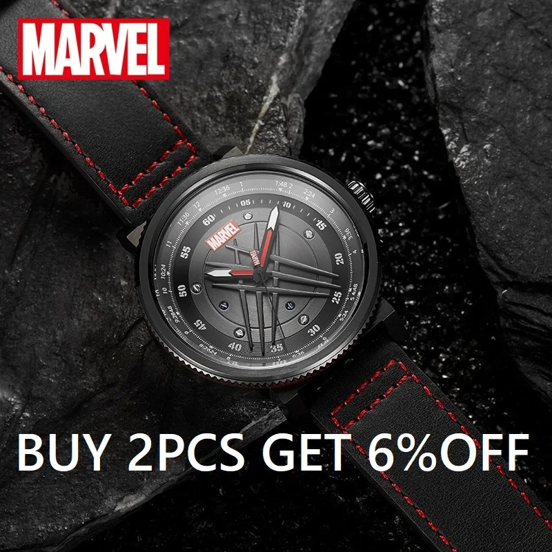 Disney Official Marvel Wolverine X-MEN Casual Quartz Wristwatches Cartoon 3D Stereo Dial Coated Glass Date Function Male Clock