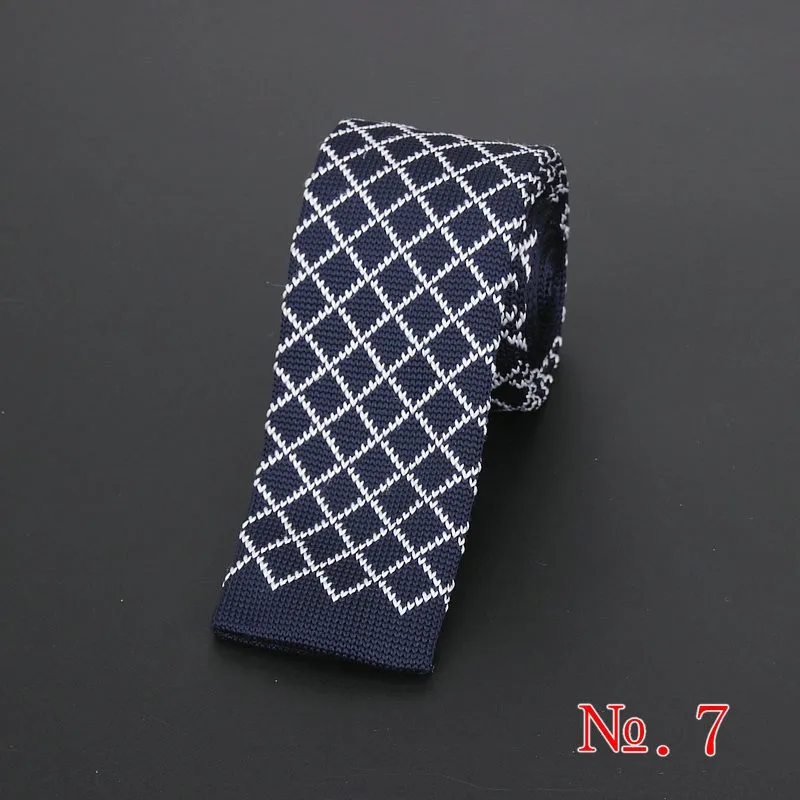 Brand New Style Fashion Men's Striped Vintage Tie Knit Knitted Ties Necktie Plaid Slim Classic Geometric Cravate Narrow Neckties