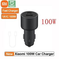 Xiaomi Mijia Car Charger Fast high-speed Обвинение USB-C 100W MAX Dual-port Light Display Smart Effect Device Laptop for Mi 10