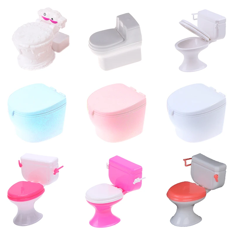 Dollhouse Furniture Bathroom Modeling White Toilet Dollhouse Miniature Pretend Toy Dolls Accessories