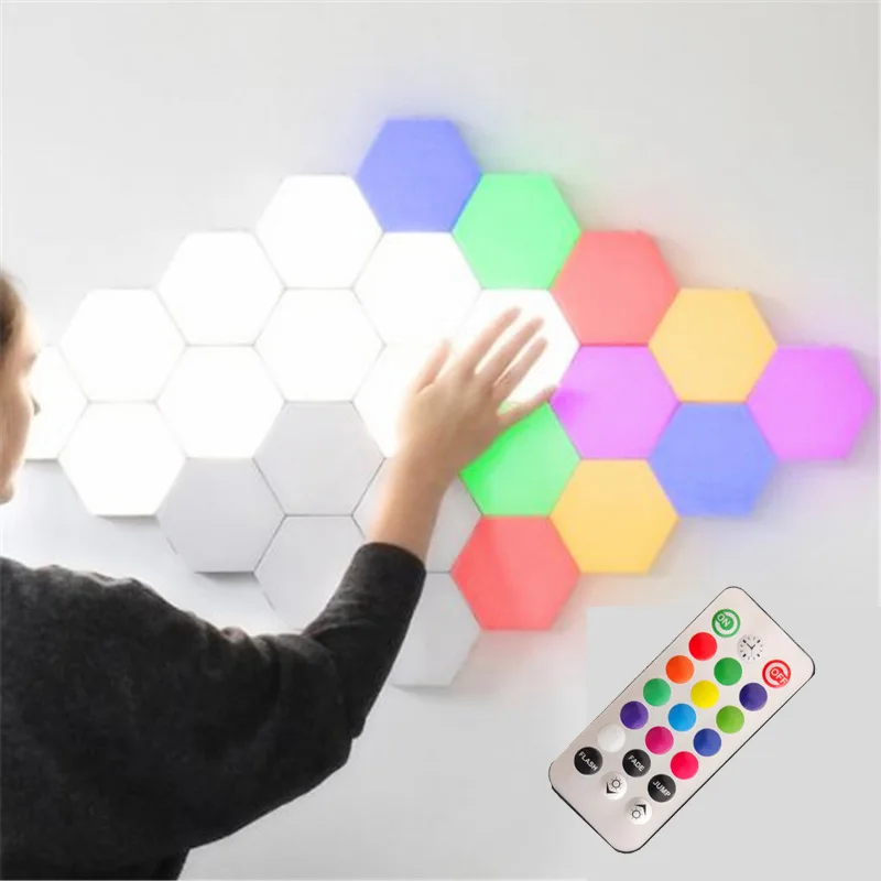 LED Hexagonal Touch Honeycomb Lamp Induction Lamp Creative Combination Background Wall Lamp Assembly Colorful Quantum lamp