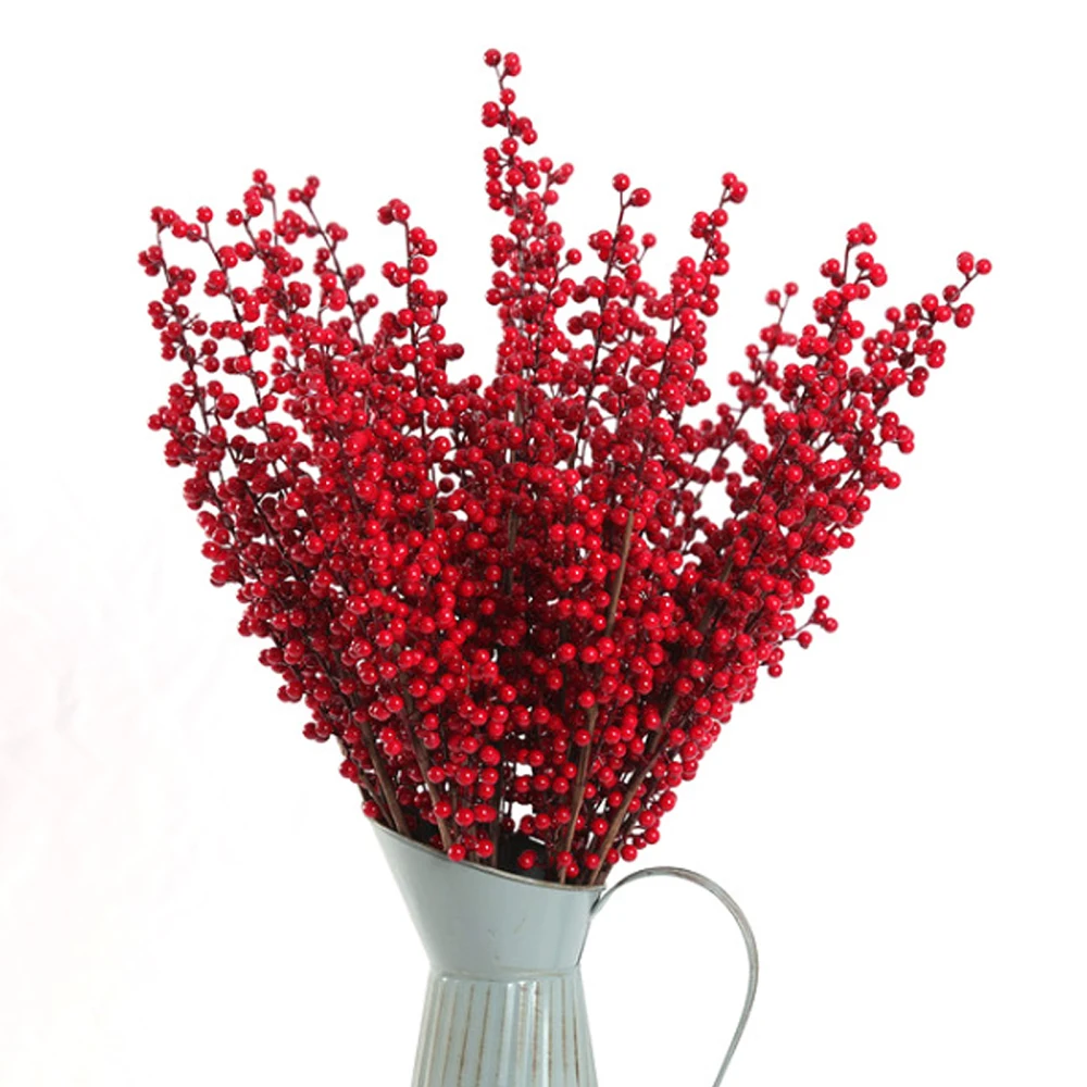 Getrocknete Blumen Ornamente Schaum Wohnzimmer Rot 65CM Weihnachten DIY Dekorative Zubehör Simulation Anlage Künstliche Berry Zweig