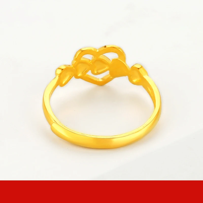 JLZB 24K Pure Gold Ring Real AU 999 Solid Gold Rings Elegant Shiny Heart  Upscale Trendy Classic Jewelry Hot Sell New 2023