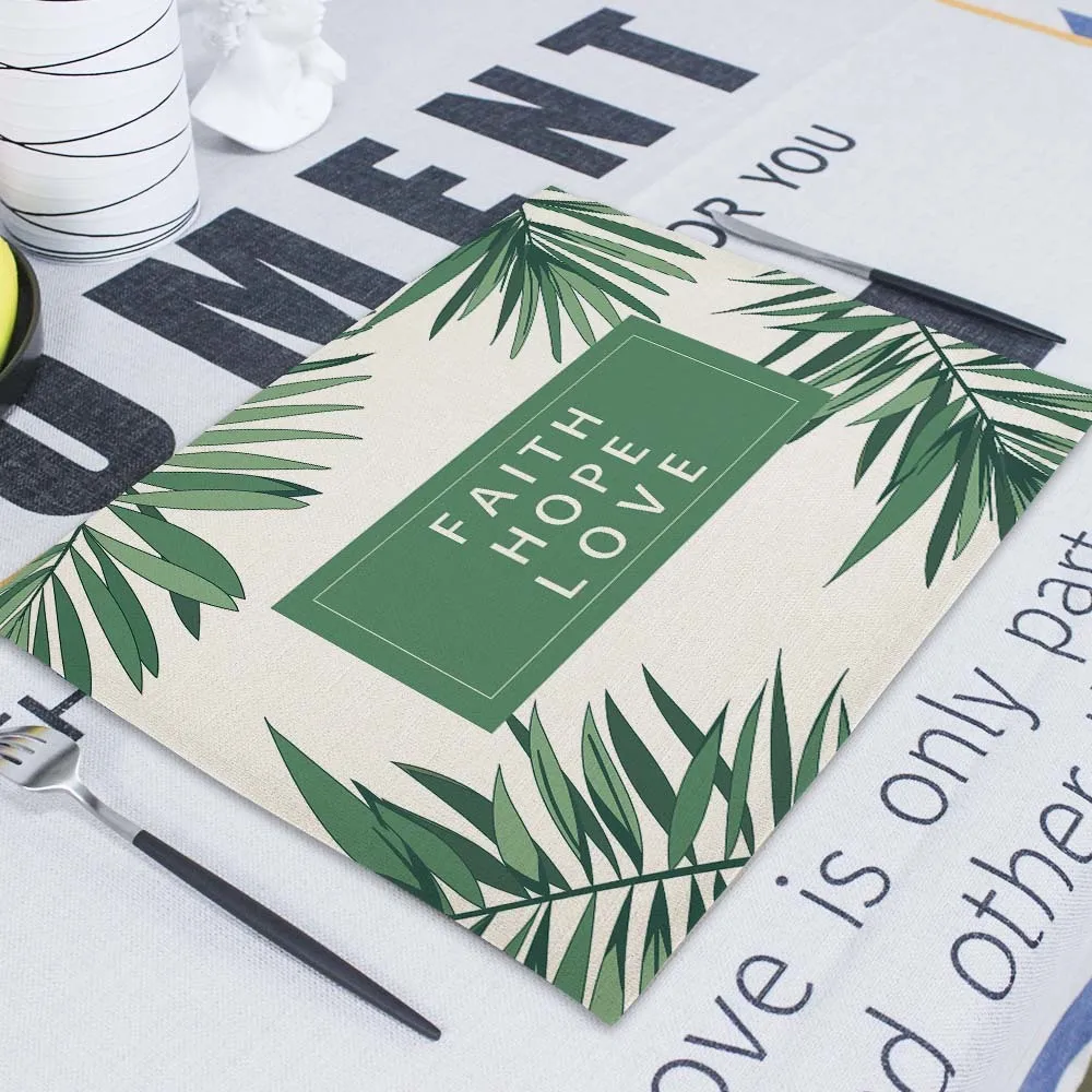 Tropical Plant Dining Napkins Fabric Linen Cloth Placemat Serving Table Napkin Kitchen Serviette De Table Mariage Tea Towels